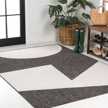Lucian Modern Geometric Abstract Two-tone Indoor/Outdoor Area Rug